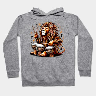 Lion Playing Drums Hoodie